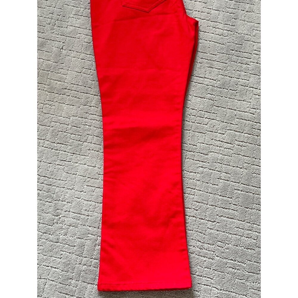 CABI Kick Back Kick Flare Jeans Candy Apple Red Sz 12 #6496 NWOT - Picture 4 of 8
